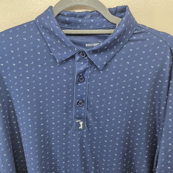 Bogey Bros Polo Shirt Men's Large Big Numbers Navy Performance Golf - Picture 7 of 9